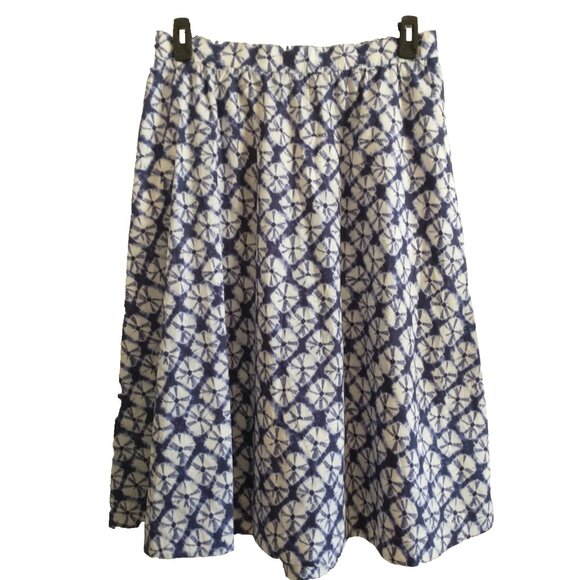 Talbots Dresses & Skirts - Talbots Blue Tie-Dye Diamond Poplin Fit and Flare Skirt Pockets - Large NWT